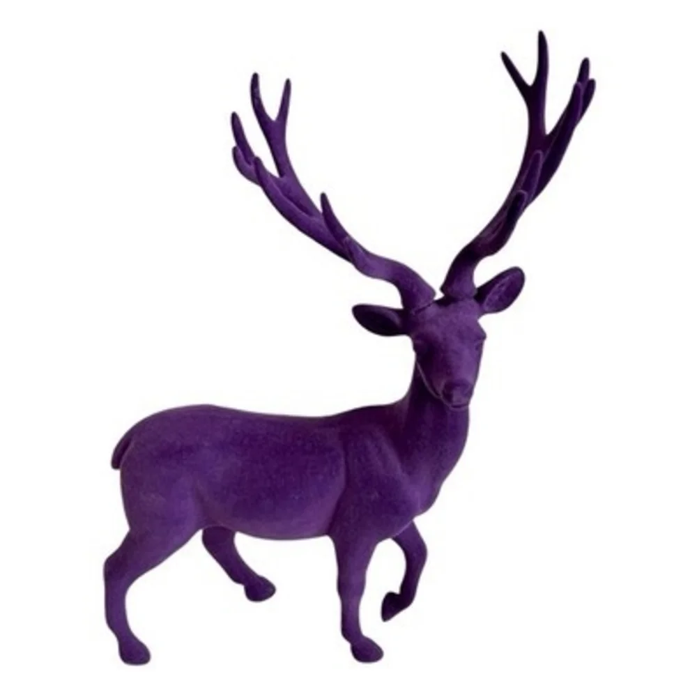 Large Purple Velvet Flocked Reindeer Deer Christmas Statue 18